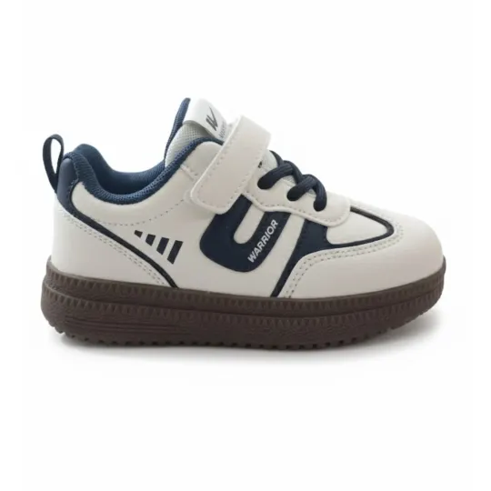 Classic White & Navy Kids Sneaker
